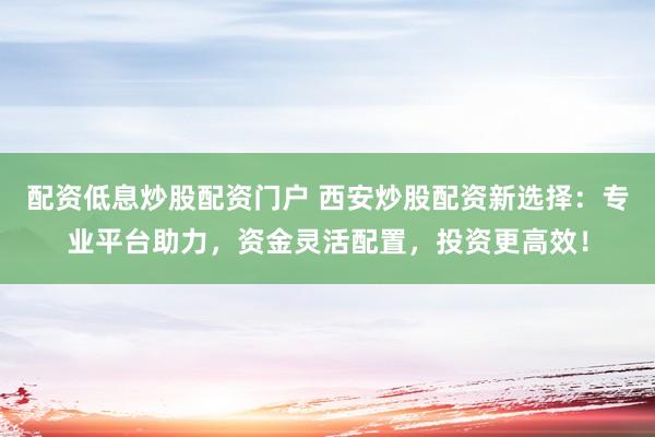 配资低息炒股配资门户 西安炒股配资新选择：专业平台助力，资金灵活配置，投资更高效！