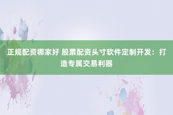 正规配资哪家好 股票配资头寸软件定制开发：打造专属交易利器