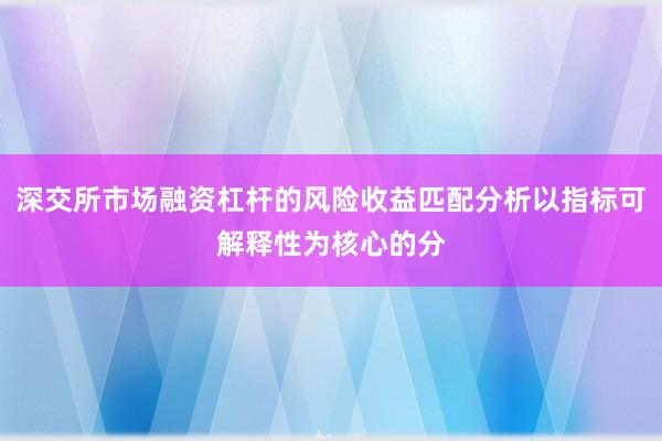 深交所市场融资杠杆的风险收益匹配分析以指标可解释性为核心的分