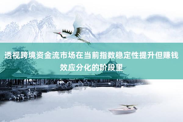 透视跨境资金流市场在当前指数稳定性提升但赚钱效应分化的阶段里