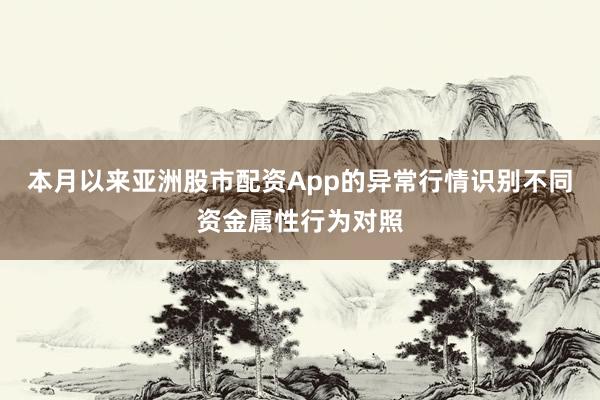 本月以来亚洲股市配资App的异常行情识别不同资金属性行为对照