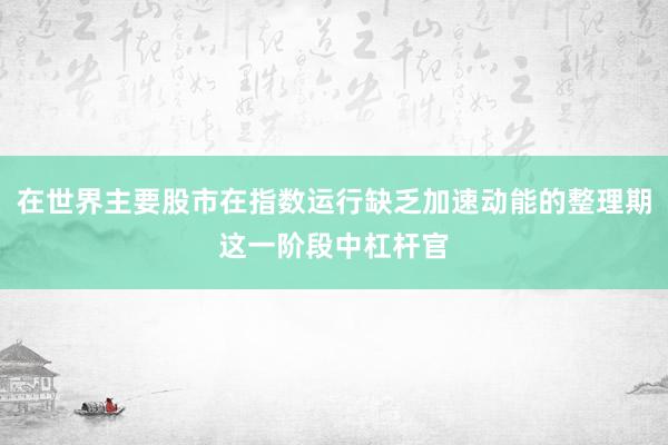 在世界主要股市在指数运行缺乏加速动能的整理期这一阶段中杠杆官