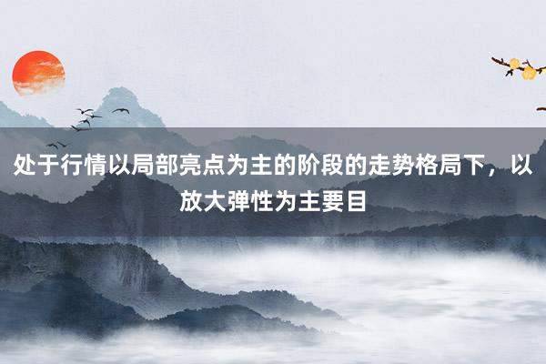 处于行情以局部亮点为主的阶段的走势格局下，以放大弹性为主要目