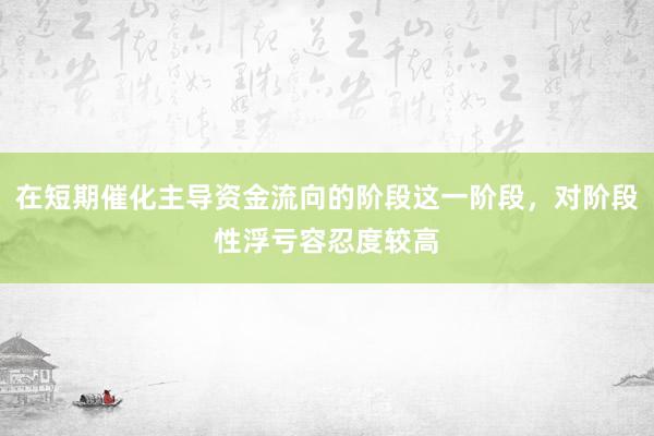 在短期催化主导资金流向的阶段这一阶段，对阶段性浮亏容忍度较高