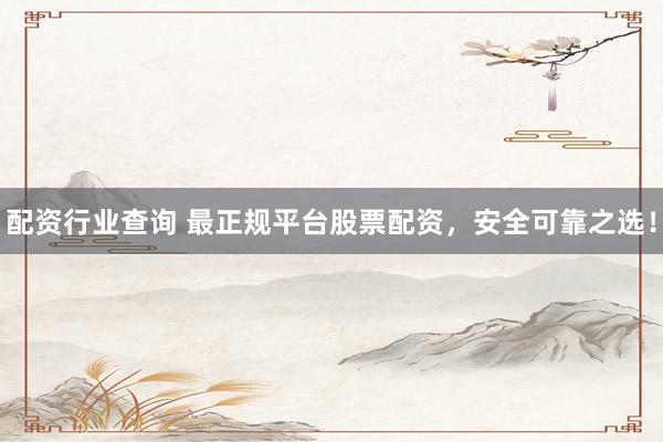 配资行业查询 最正规平台股票配资，安全可靠之选！
