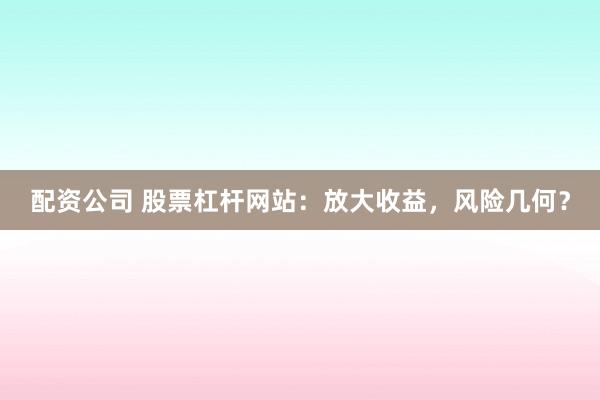 配资公司 股票杠杆网站：放大收益，风险几何？