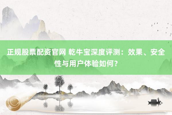 正规股票配资官网 乾牛宝深度评测：效果、安全性与用户体验如何？